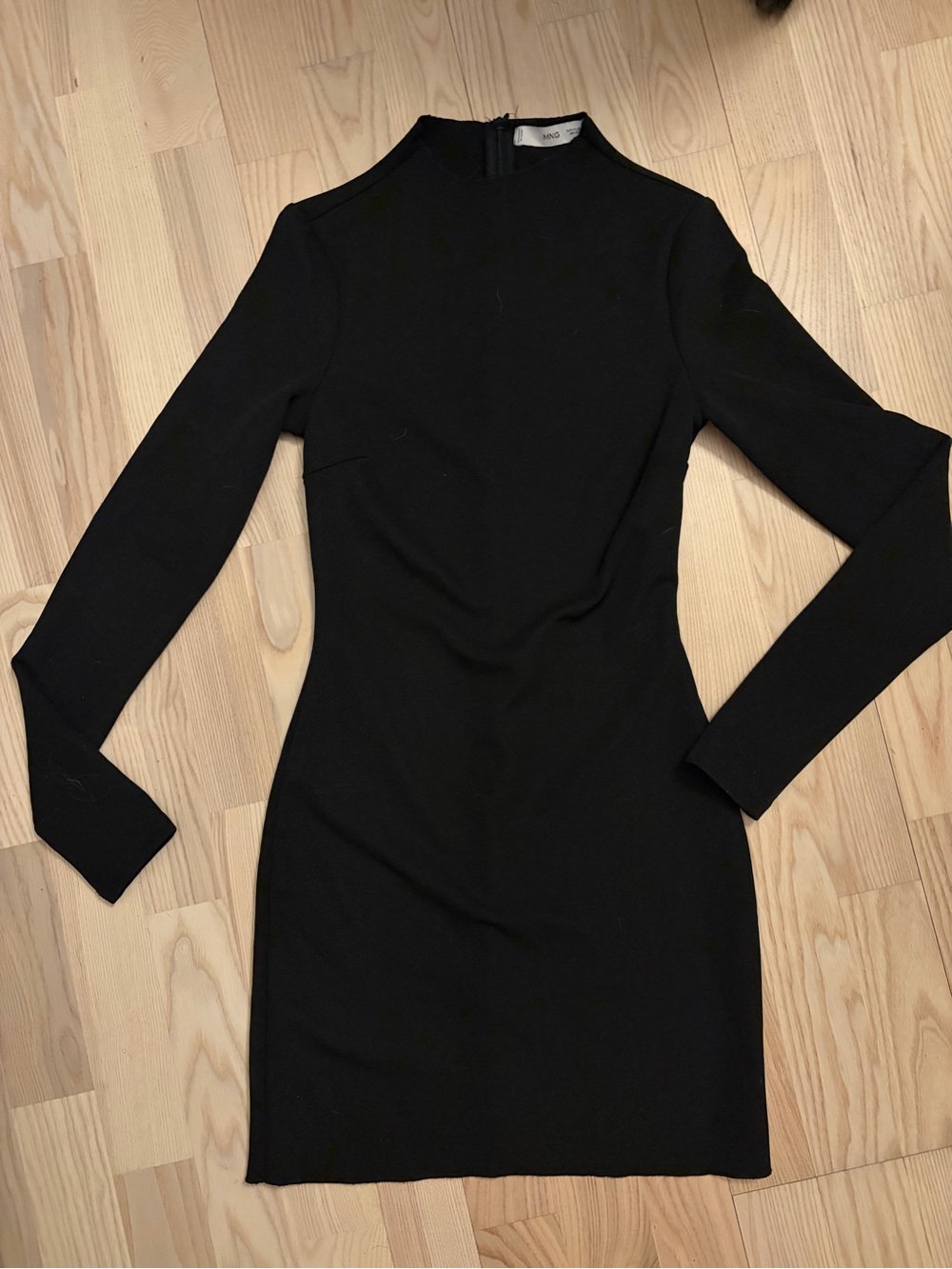 Mango Black Long-Sleeve Mini Bodycon Dress